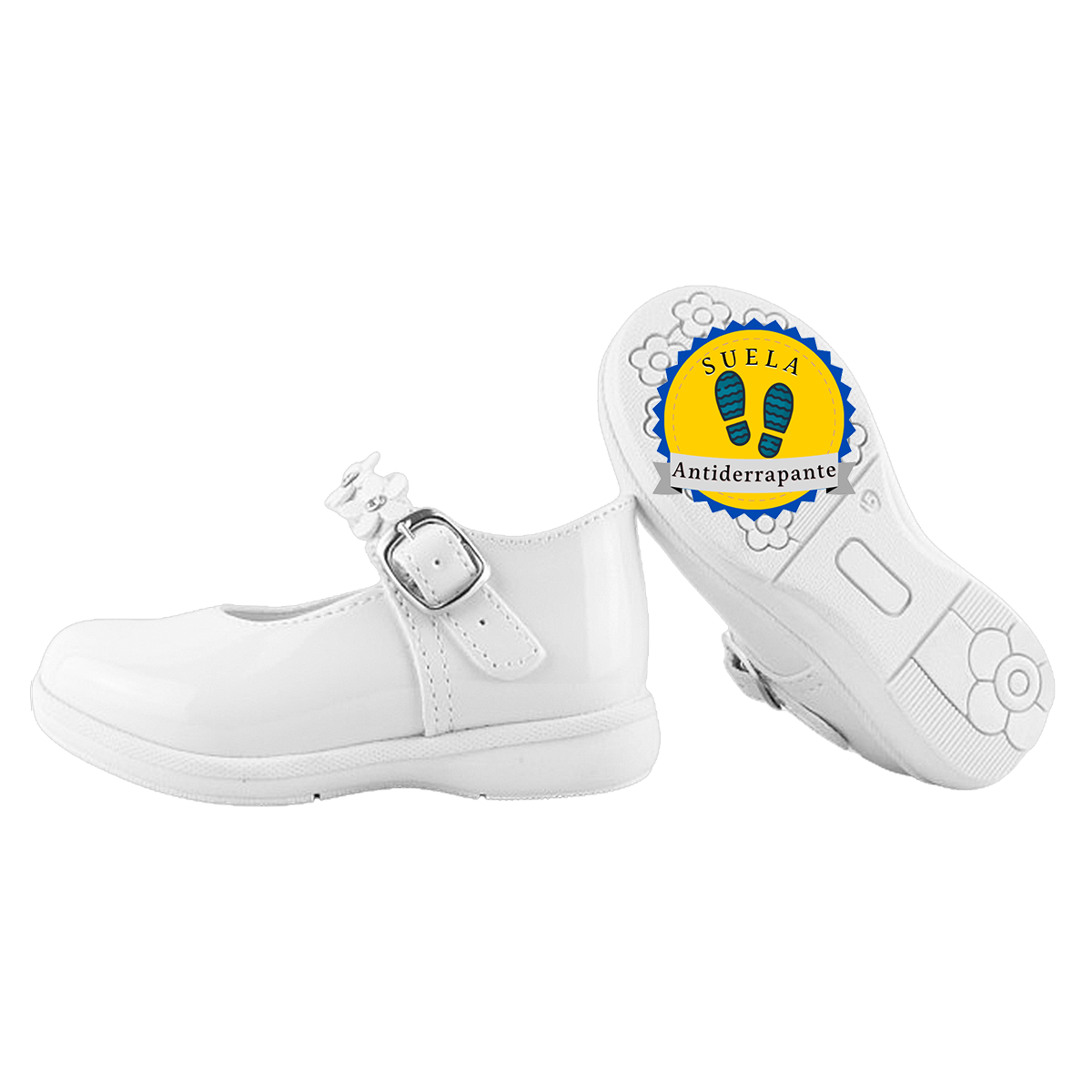 Zapato Niña Bebé Vestir Charol Blanco Arco Ortopédico Cómodo 679-cb