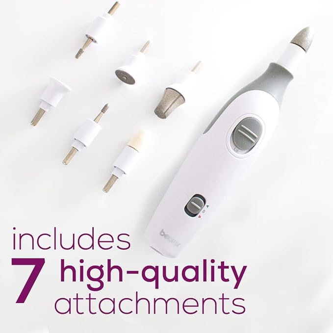 A Beurer - Set eléctrico de manicura y pedicura con potente lima de uñas con 7 accesorios y sistema de velocidad para cuidado de calidad de salón de manos y pies en casa