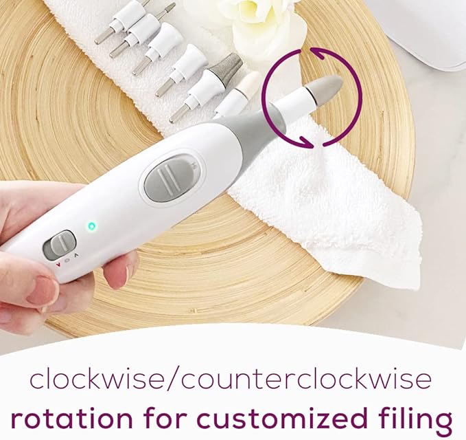 A Beurer - Set eléctrico de manicura y pedicura con potente lima de uñas con 7 accesorios y sistema de velocidad para cuidado de calidad de salón de manos y pies en casa