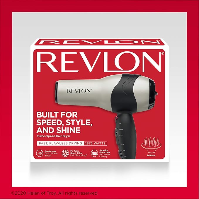 A Revlon - Secadora de cabello- Maquinadora turbo voluminizadora Perfect Heat, RV473.