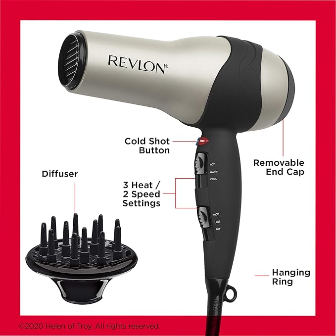 A Revlon - Secadora de cabello- Maquinadora turbo voluminizadora Perfect Heat, RV473.