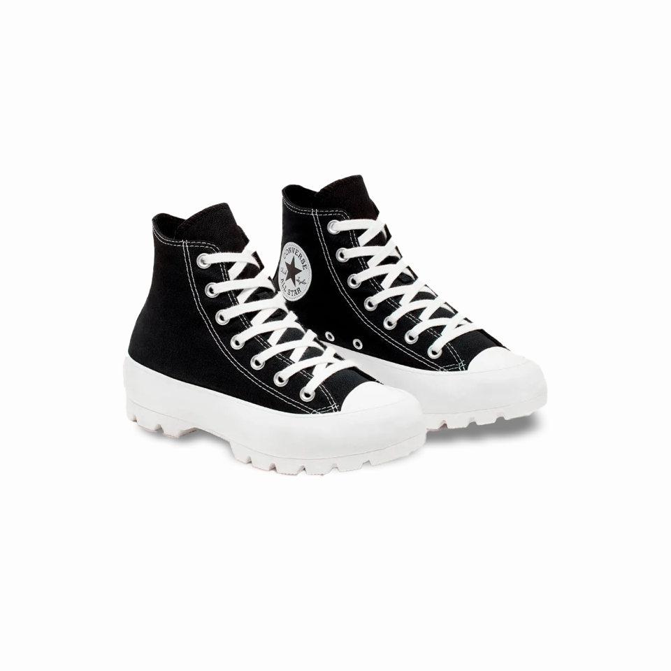 Tenis Converse de Plataforma Lugged Negros en Bota de Lona para Mujer