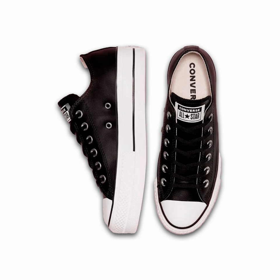 Tenis Converse de Plataforma Lift Negros en Choclo de Piel para Mujer