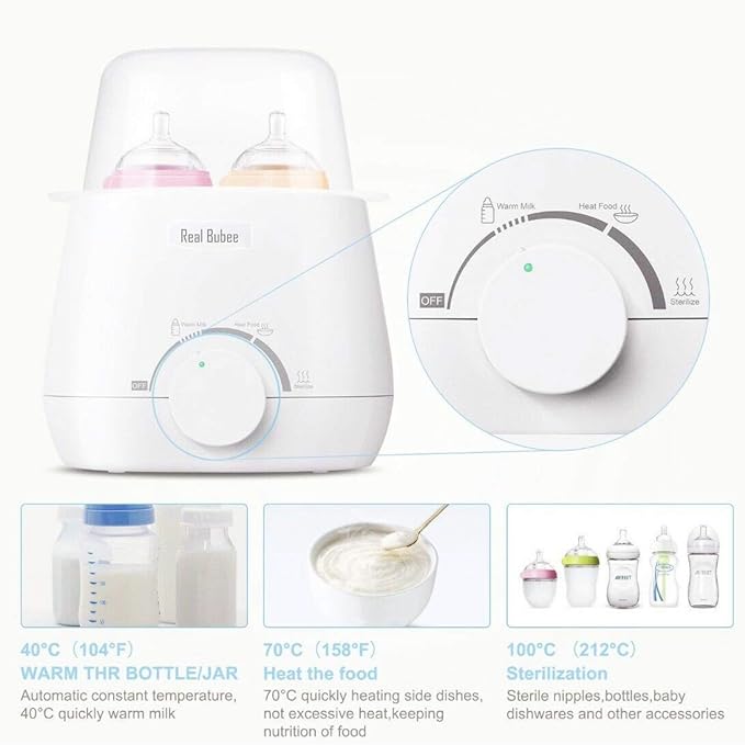A AVEDISTANTE Calienta Biberones, Esterilizador Biberon 5 en 1 Multifuncional Calentador Biberones Portátil de Botellas Dobles Electrónico Termostato Inteligente Calentad.