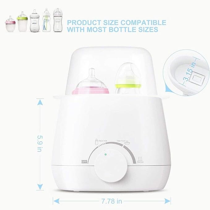 A AVEDISTANTE Calienta Biberones, Esterilizador Biberon 5 en 1 Multifuncional Calentador Biberones Portátil de Botellas Dobles Electrónico Termostato Inteligente Calentad.