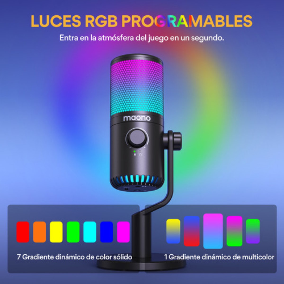 "Maono Micrófono Gamer Condensador Usb Podcast Pc Dm30 Rgb negro "
