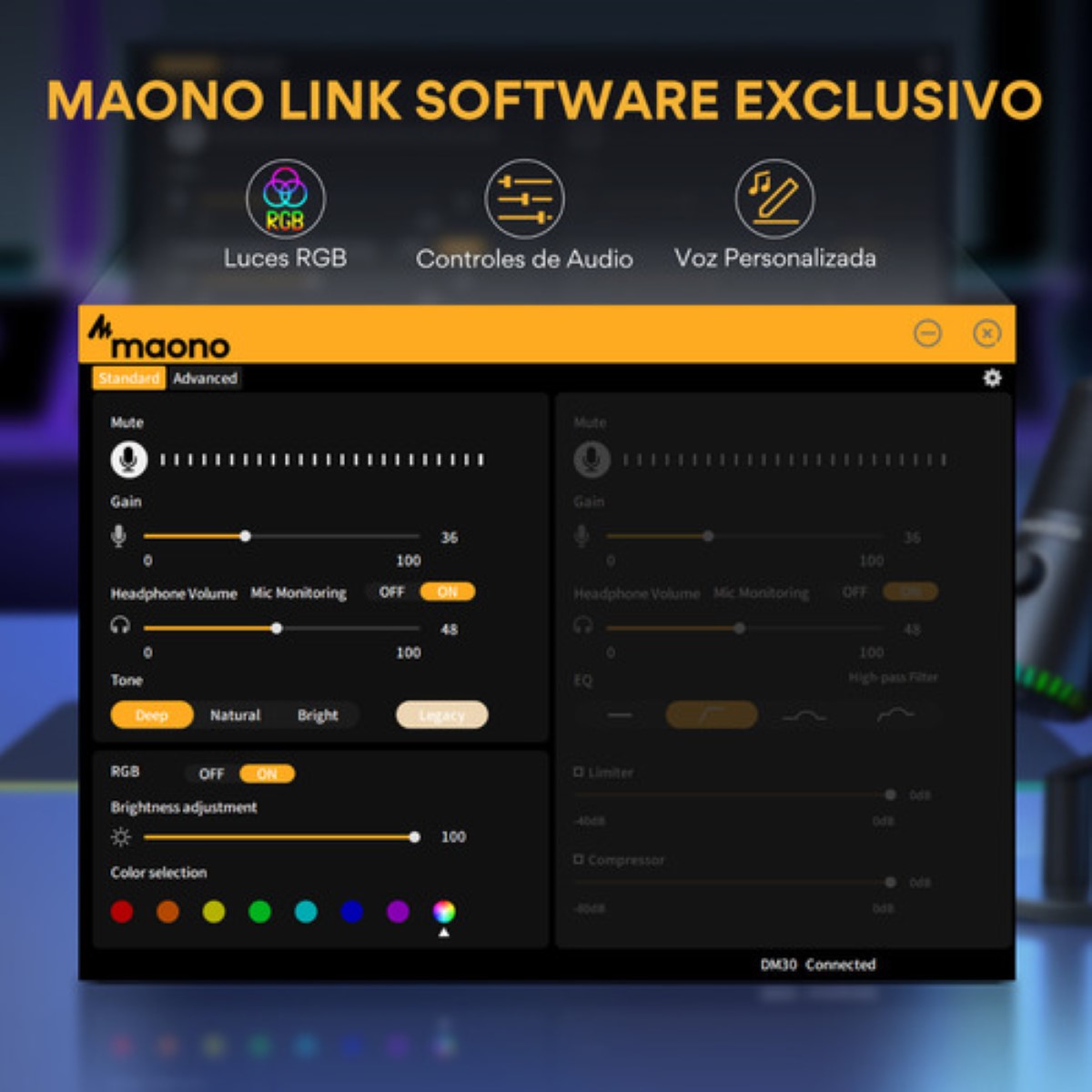 "Maono Micrófono Gamer Condensador Usb Podcast Pc Dm30 Rgb negro "