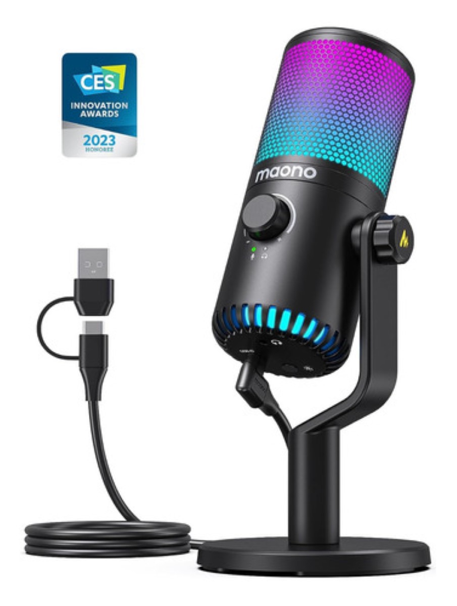 "Maono Micrófono Gamer Condensador Usb Podcast Pc Dm30 Rgb negro "