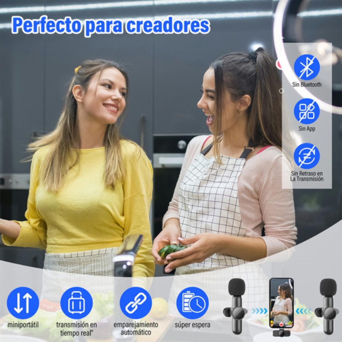"2 Microfono Inalambrico Solapa Lavalier Para iPhone Android "