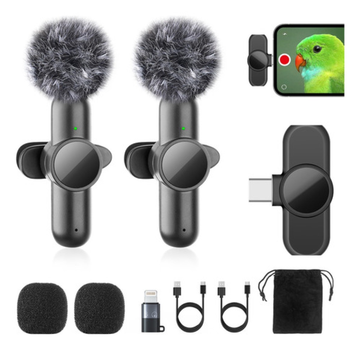 "2 Microfono Inalambrico Solapa Lavalier Para iPhone Android "