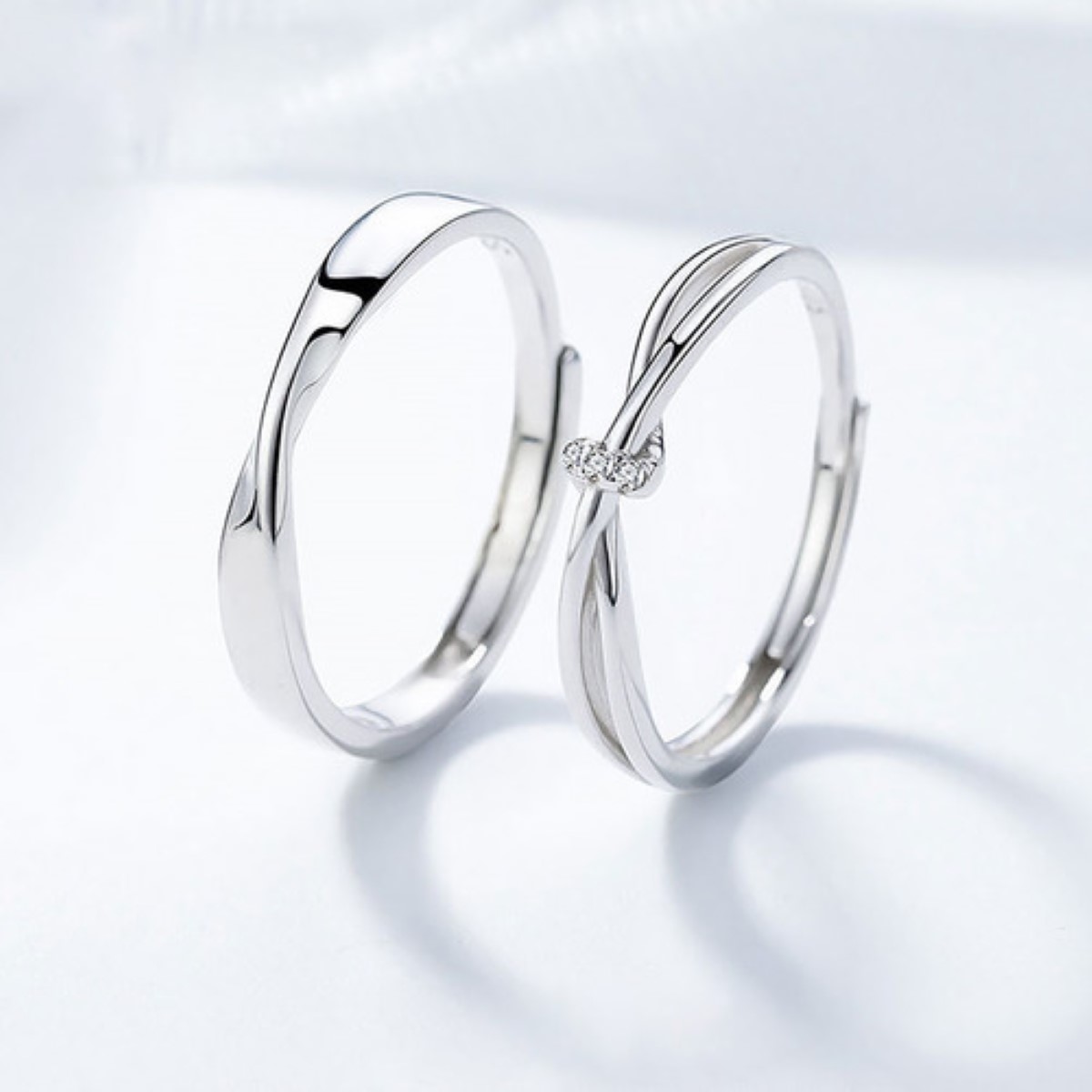 "Anillo De Compromiso De Promesa Plata 925 Hombre Y Mujer 2pz plateado "