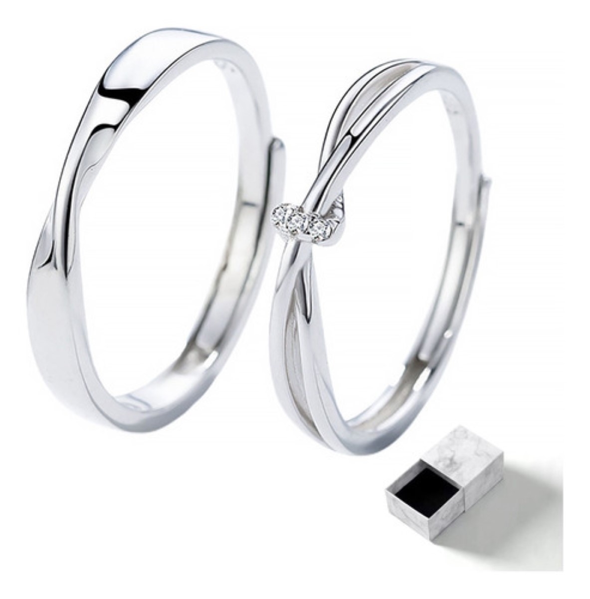 "Anillo De Compromiso De Promesa Plata 925 Hombre Y Mujer 2pz plateado "