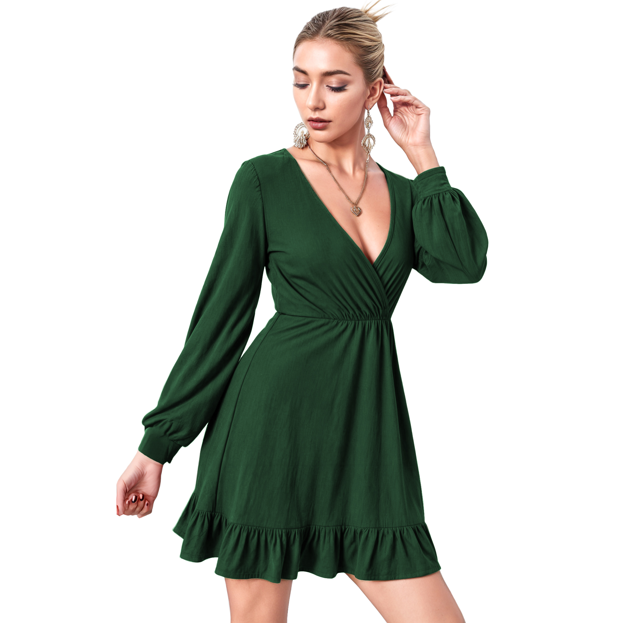 Vestido cruzado casual elegante noche corto, mujer dama xally 2314