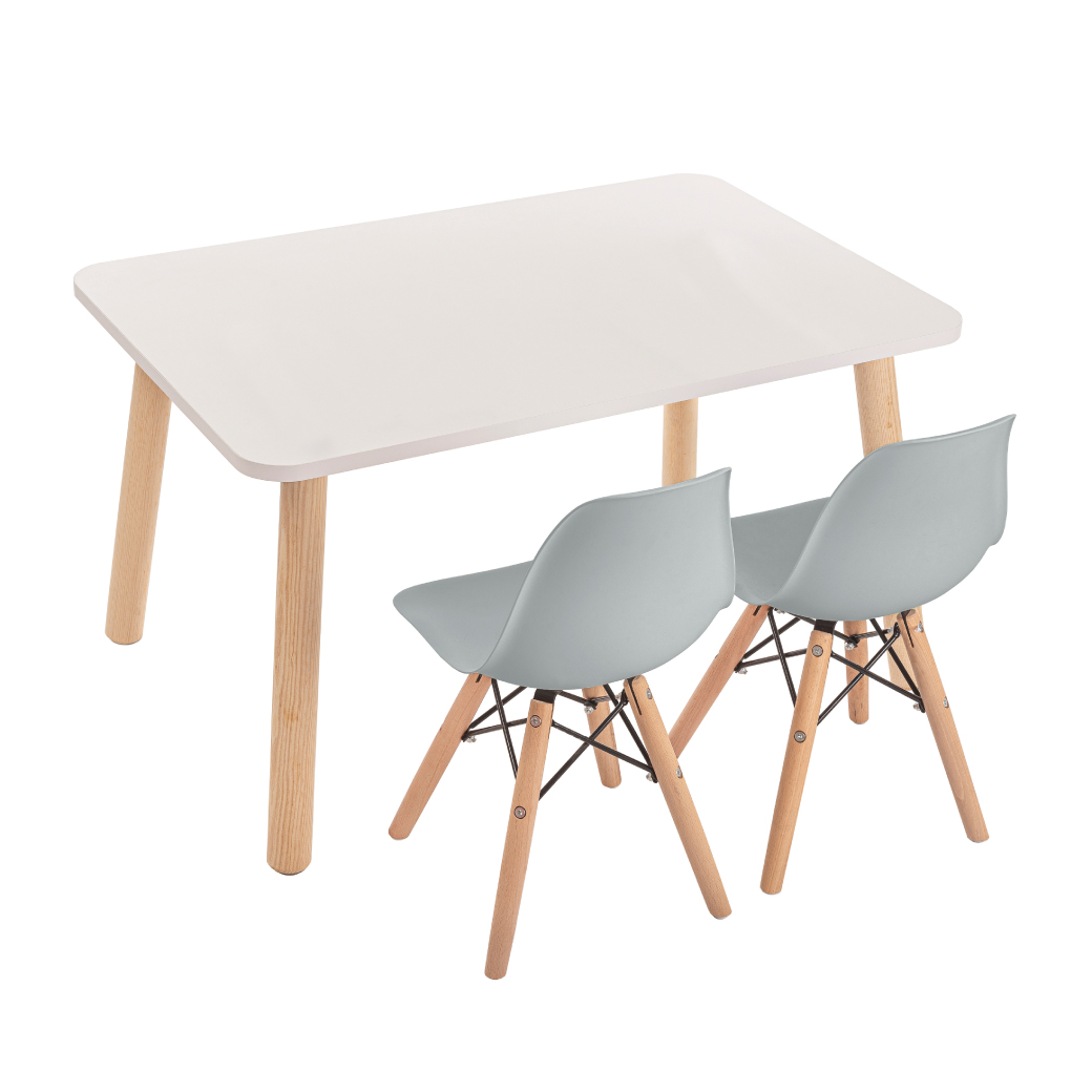 Comedor para Niños de Preescolar – 2 Sillas Eames y Mesa Rectangular- Duduk 