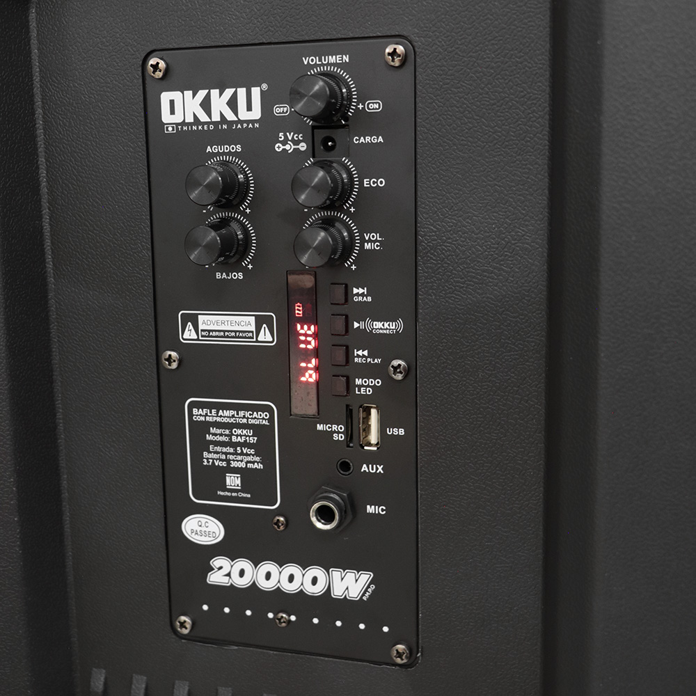 Bafle Recargable 15" Okku BAF157 Bluetooth