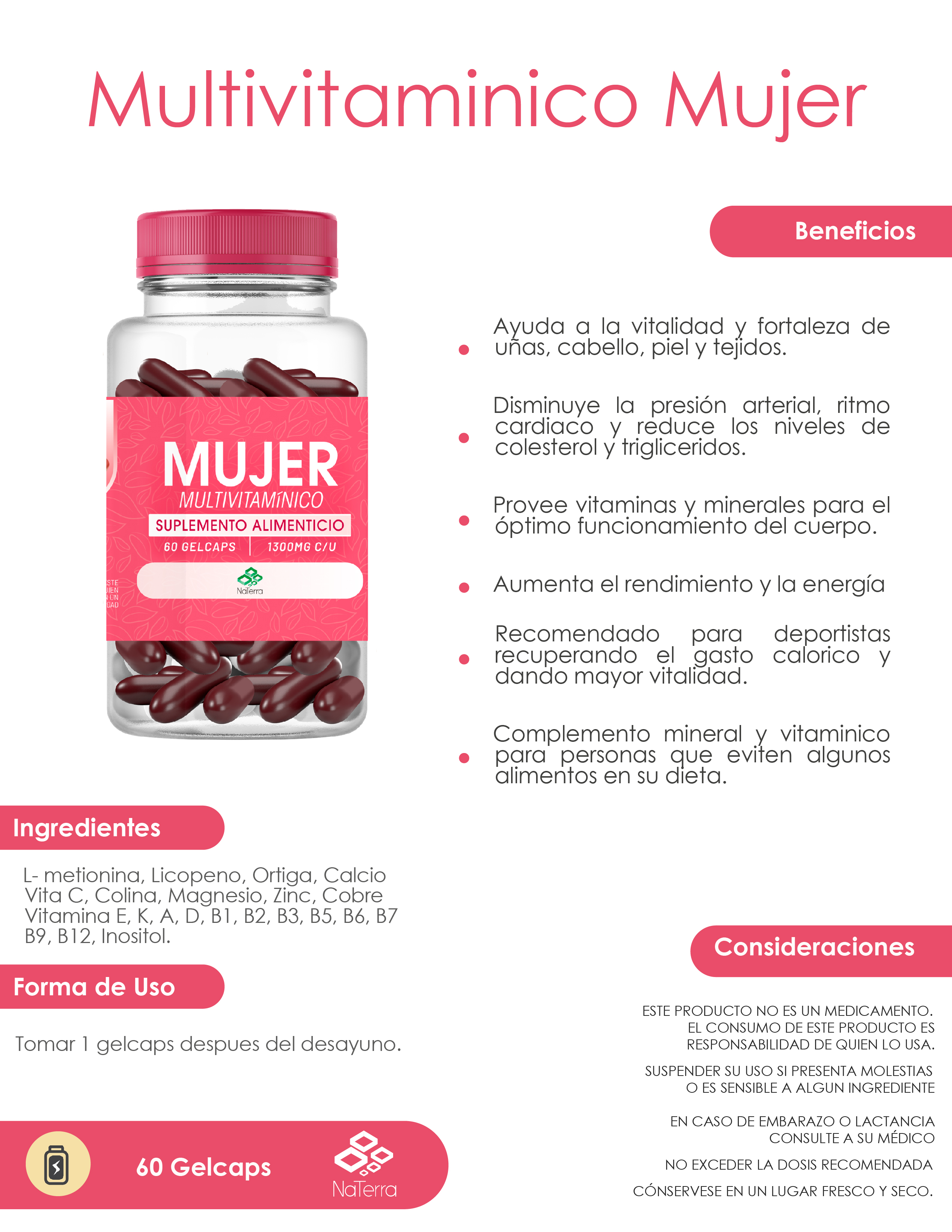 Multivitaminico Mujer 60 Gelcaps