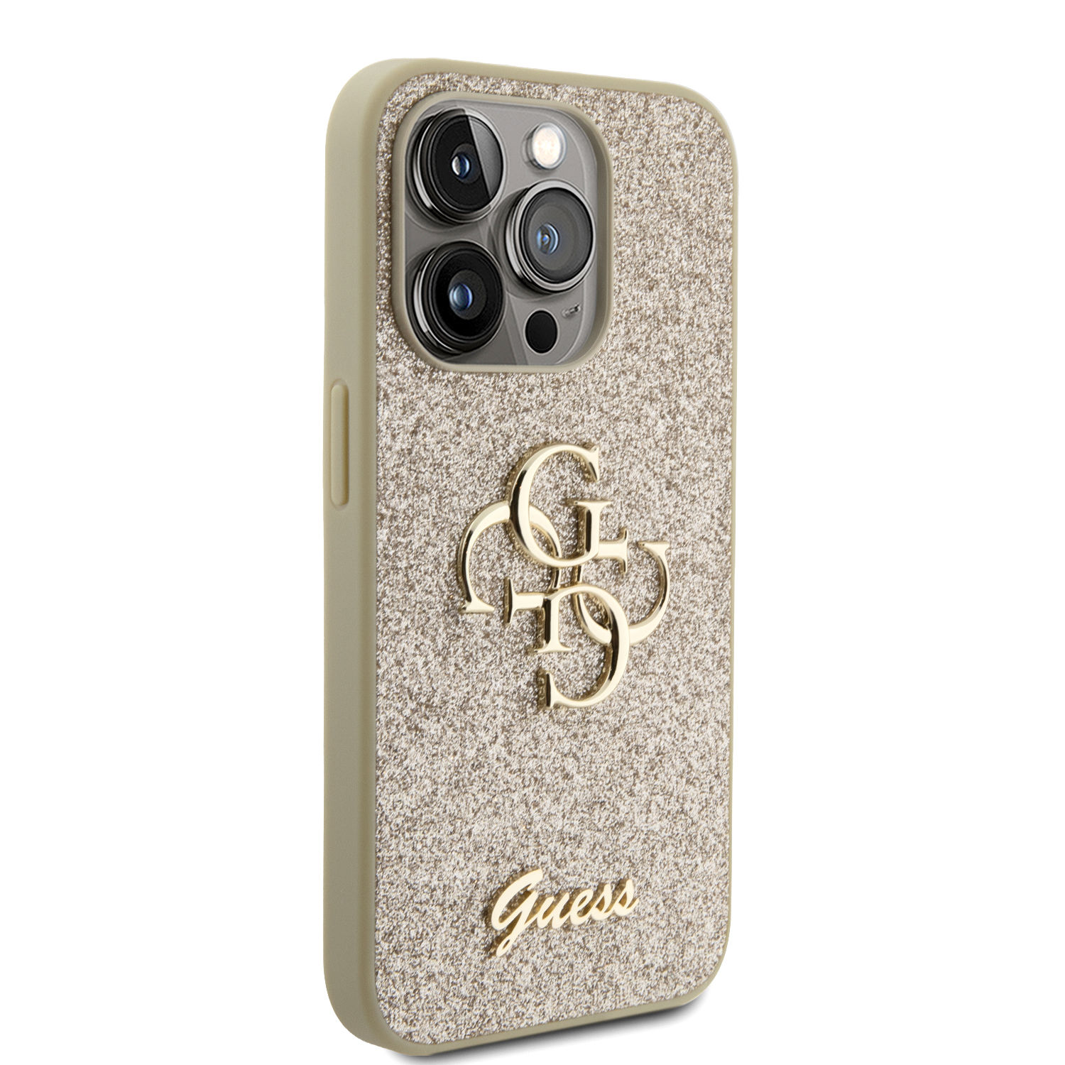 Case Guess Brillos Logo 4G para iPhone 15 Pro Dorado 