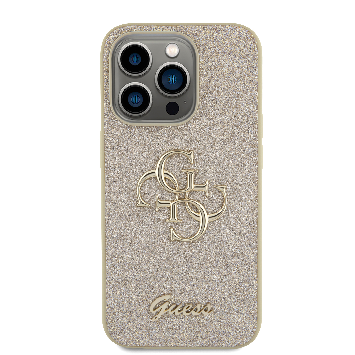 Case Guess Brillos Logo 4G para iPhone 15 Pro Dorado 