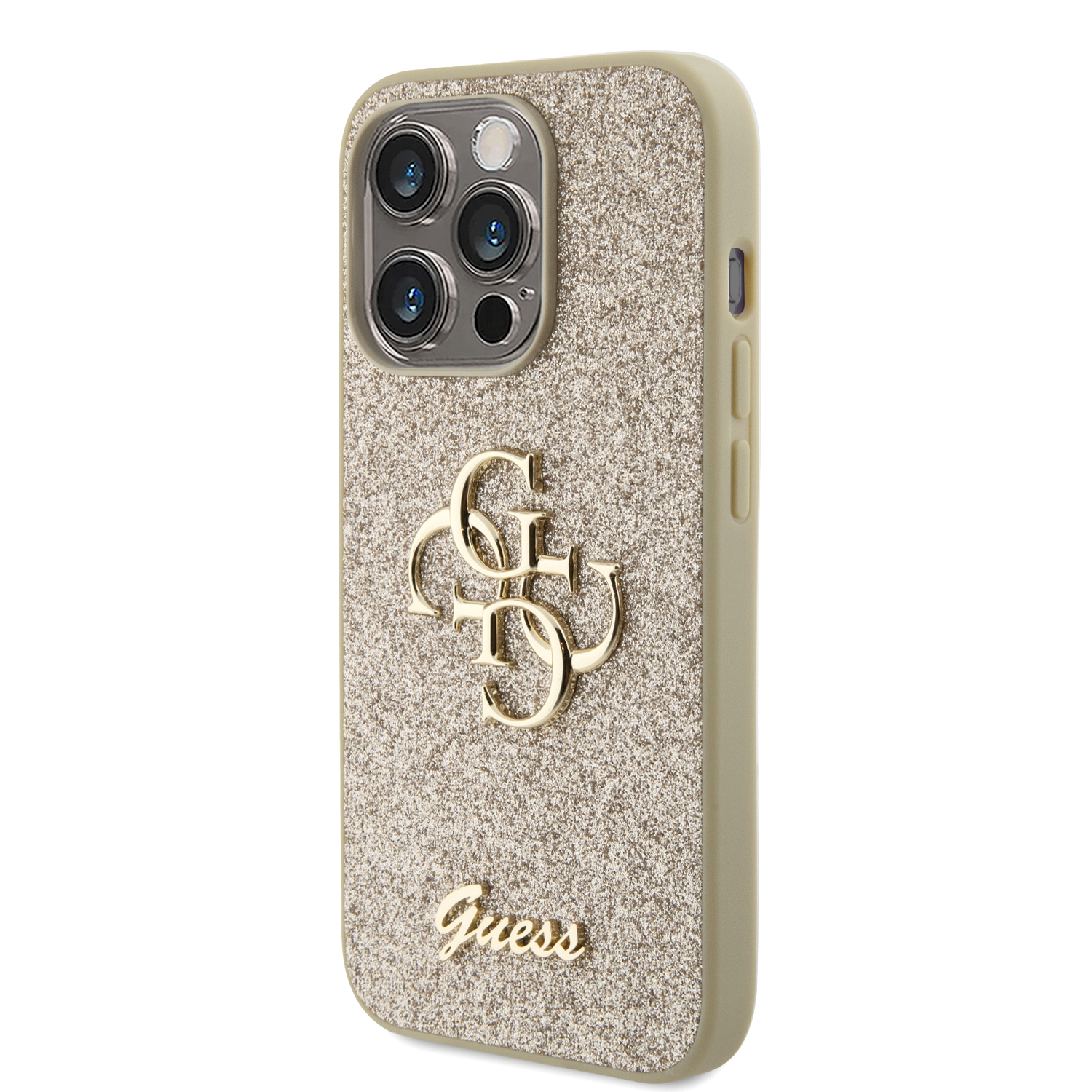 Case Guess Brillos Logo 4G para iPhone 15 Pro Dorado 