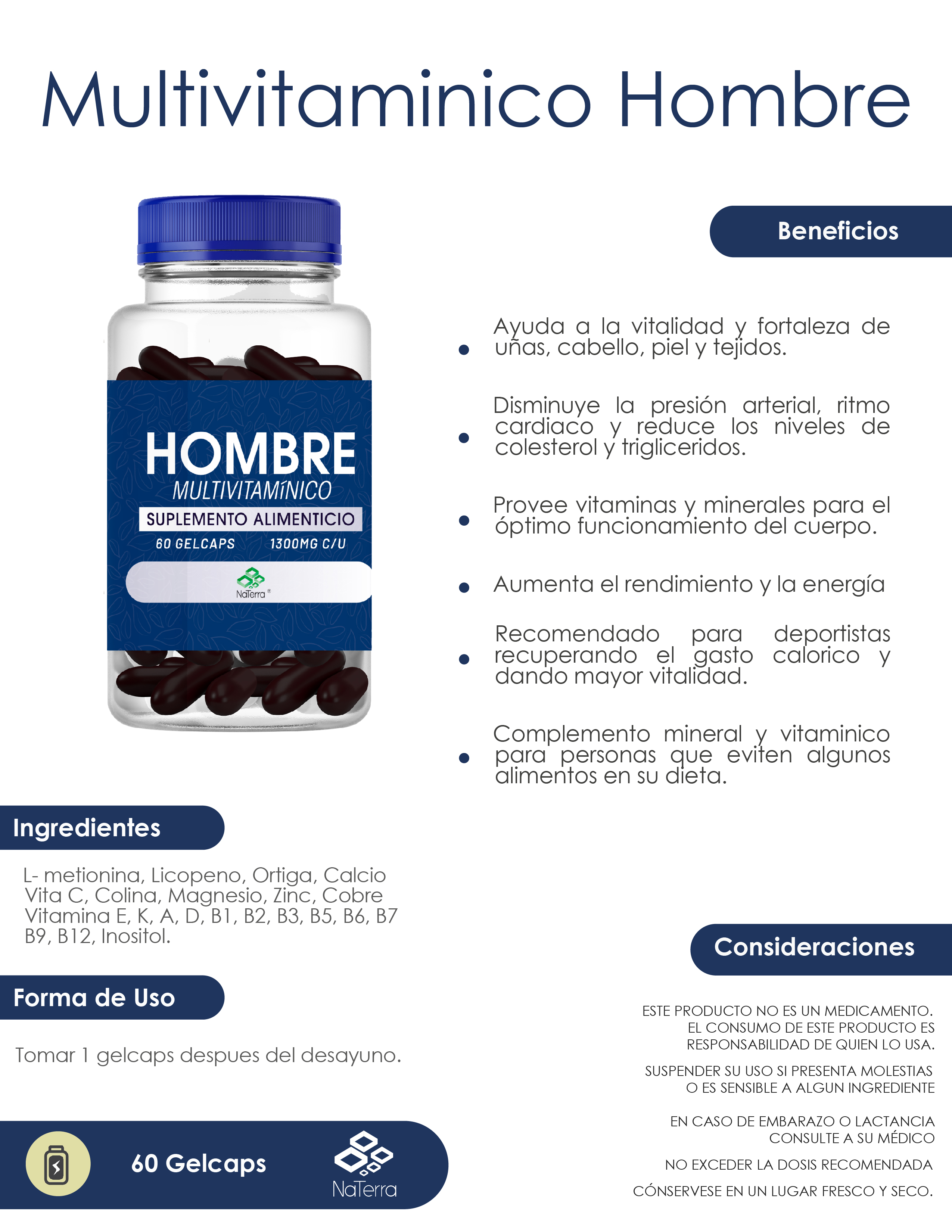 Multivitaminico Hombre 60 Gelcaps
