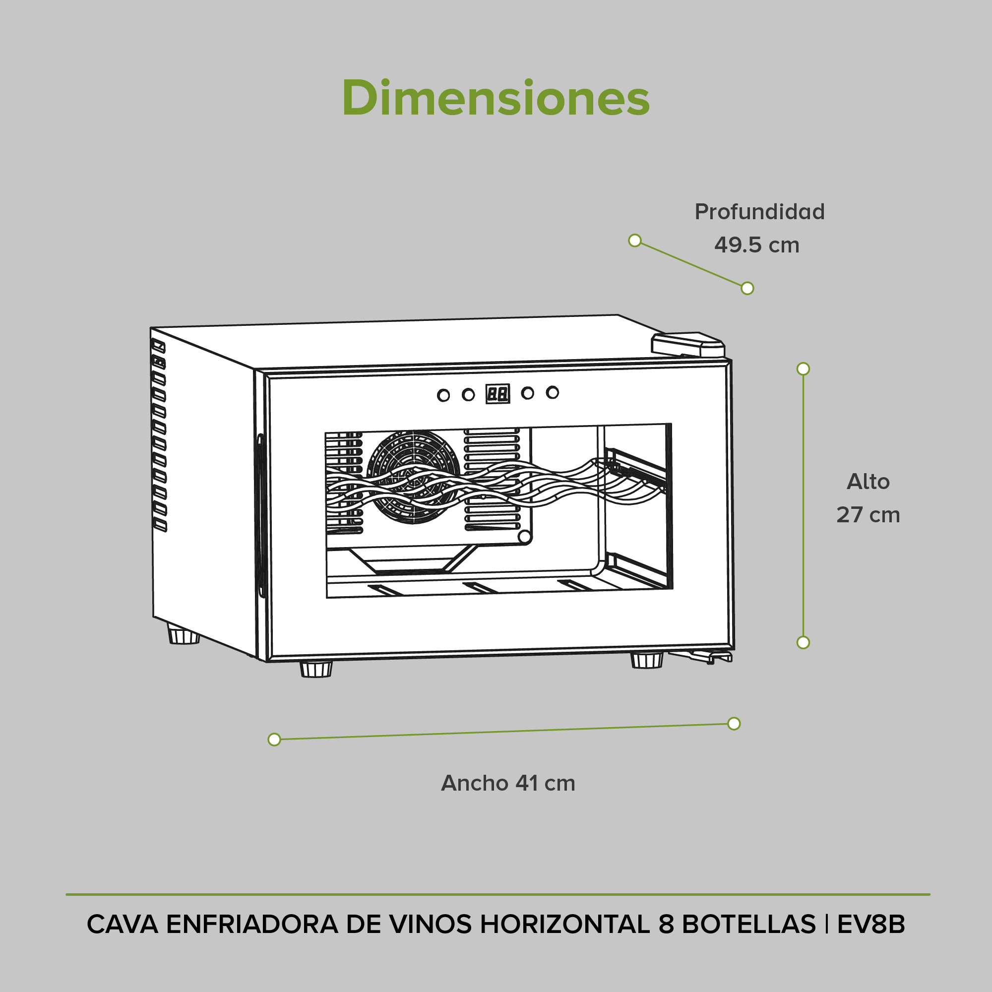 Cava Enfriador De Vinos Para 8 Botellas Horizontal Avera EV8B