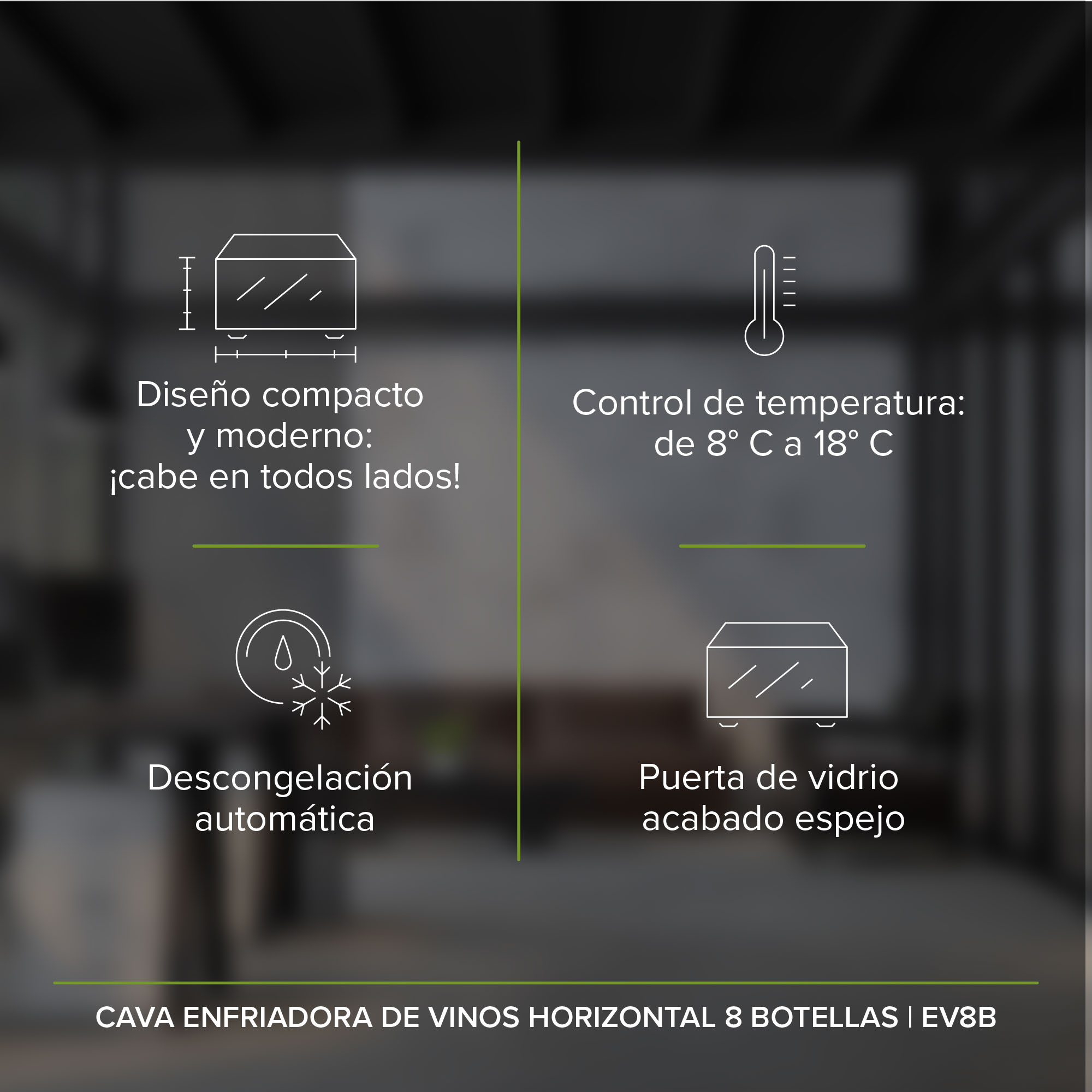 Cava Enfriador De Vinos Para 8 Botellas Horizontal Avera EV8B