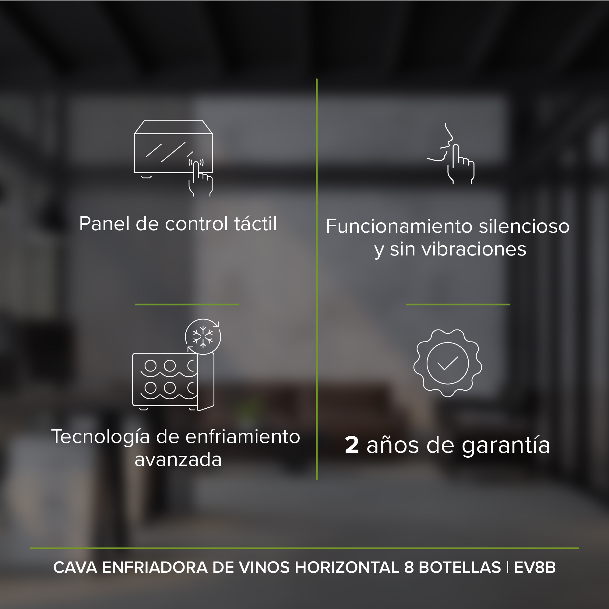 Cava Enfriador De Vinos Para 8 Botellas Horizontal Avera EV8B