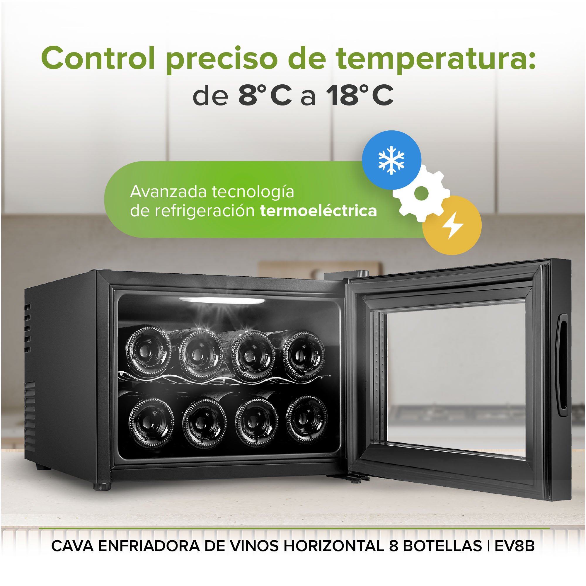 Cava Enfriador De Vinos Para 8 Botellas Horizontal Avera EV8B