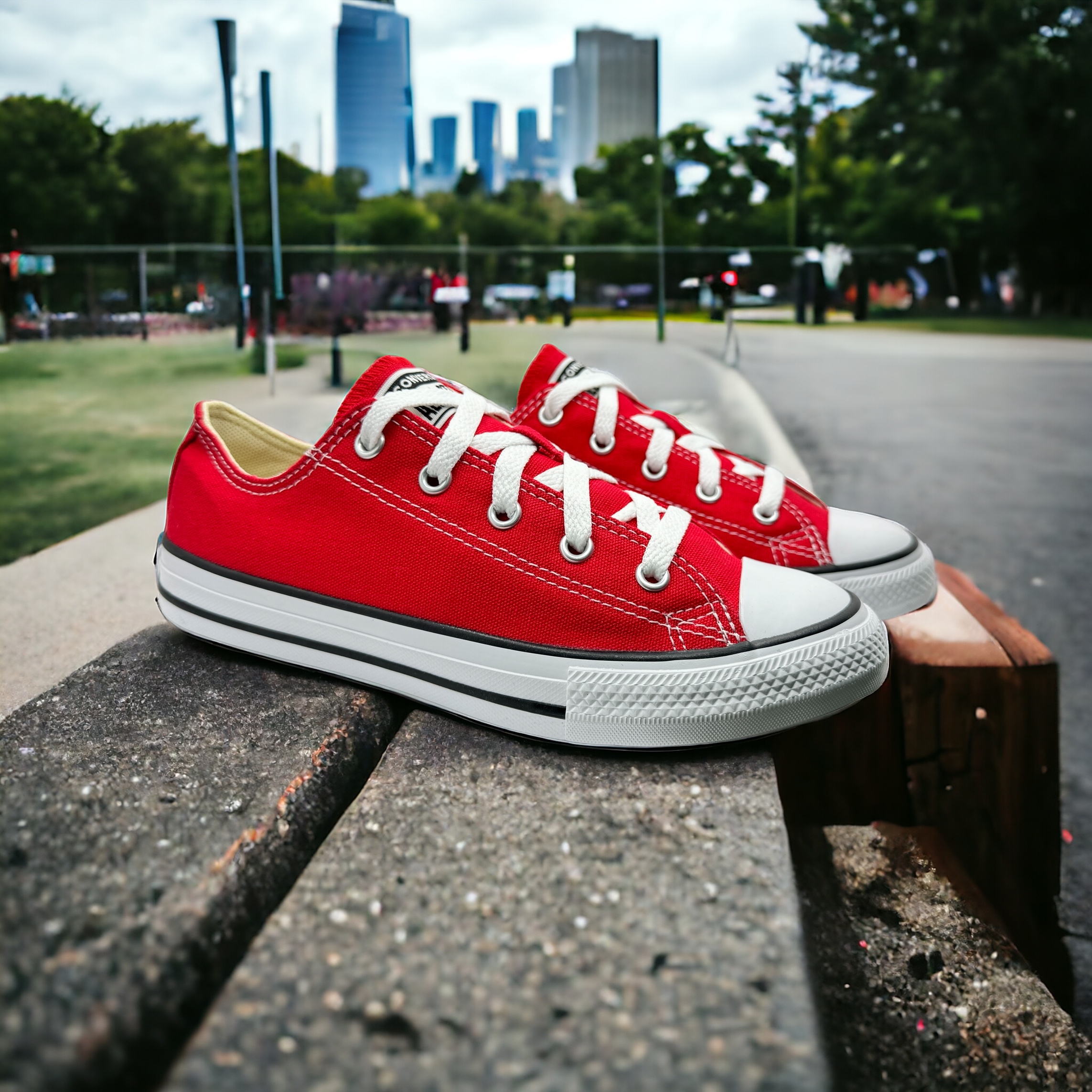 Tenis Converse Chuck Taylor Choclo Lona Rojo .