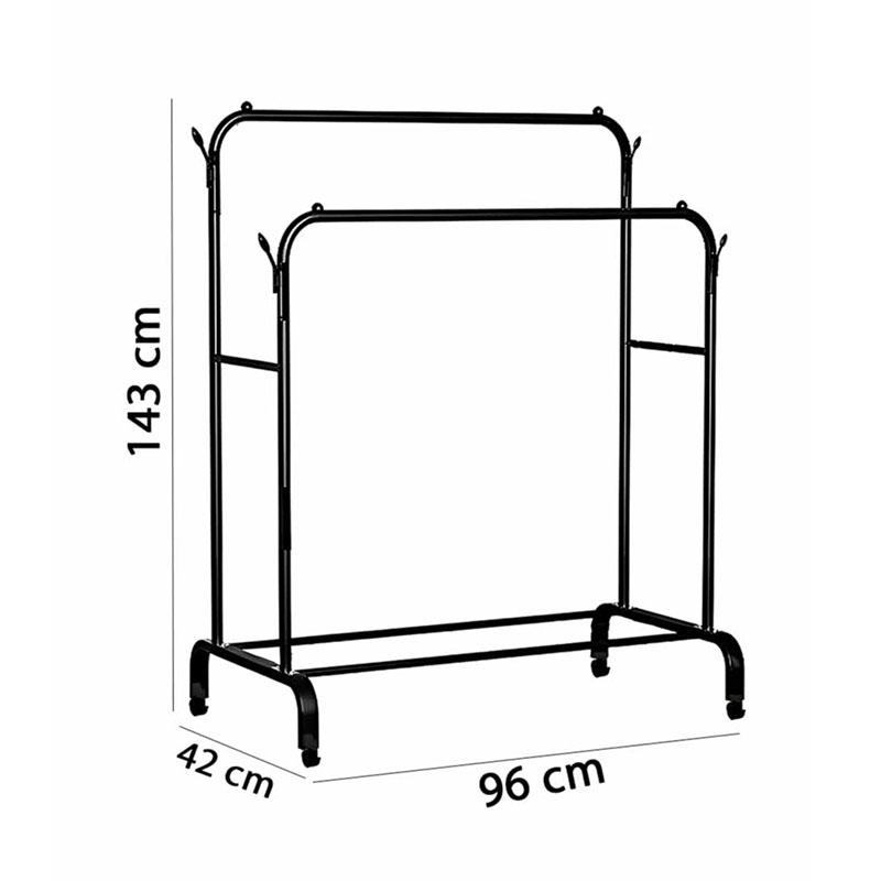 Rack de ropa de hojas 2 tubos.