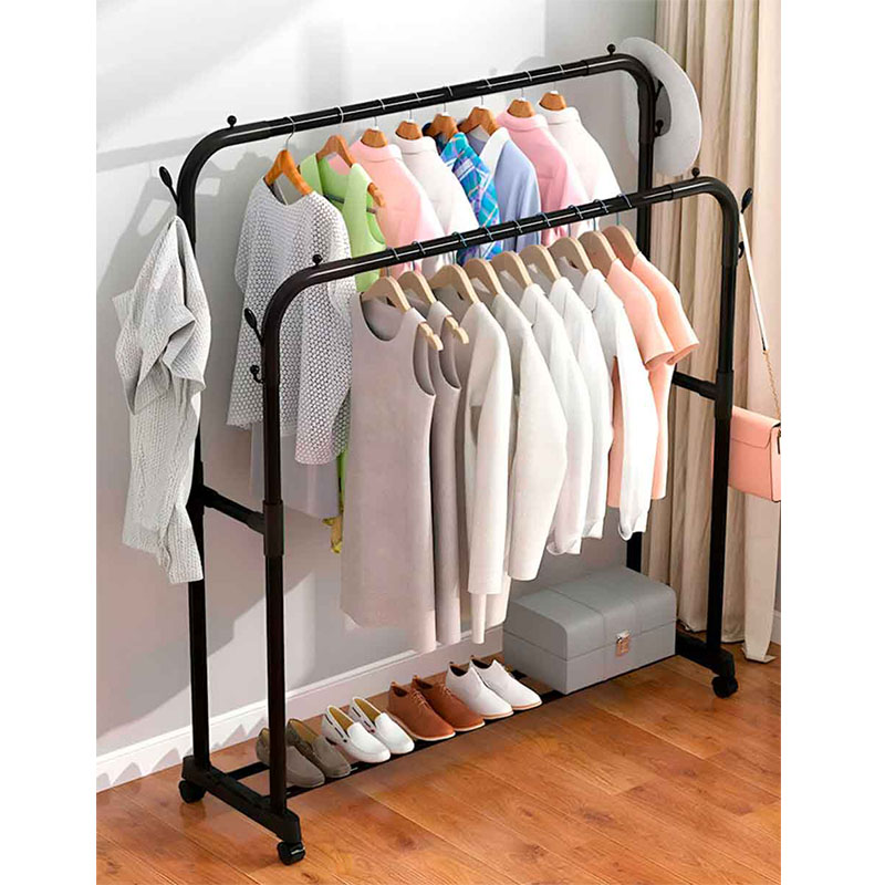 Rack de ropa de hojas 2 tubos.