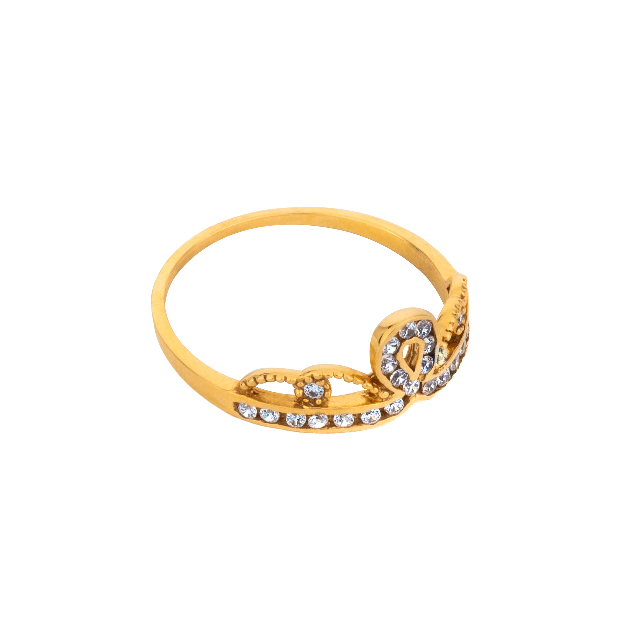 Anillo corona con circonias en oro 14 Kilates. Oro Fino Joyería