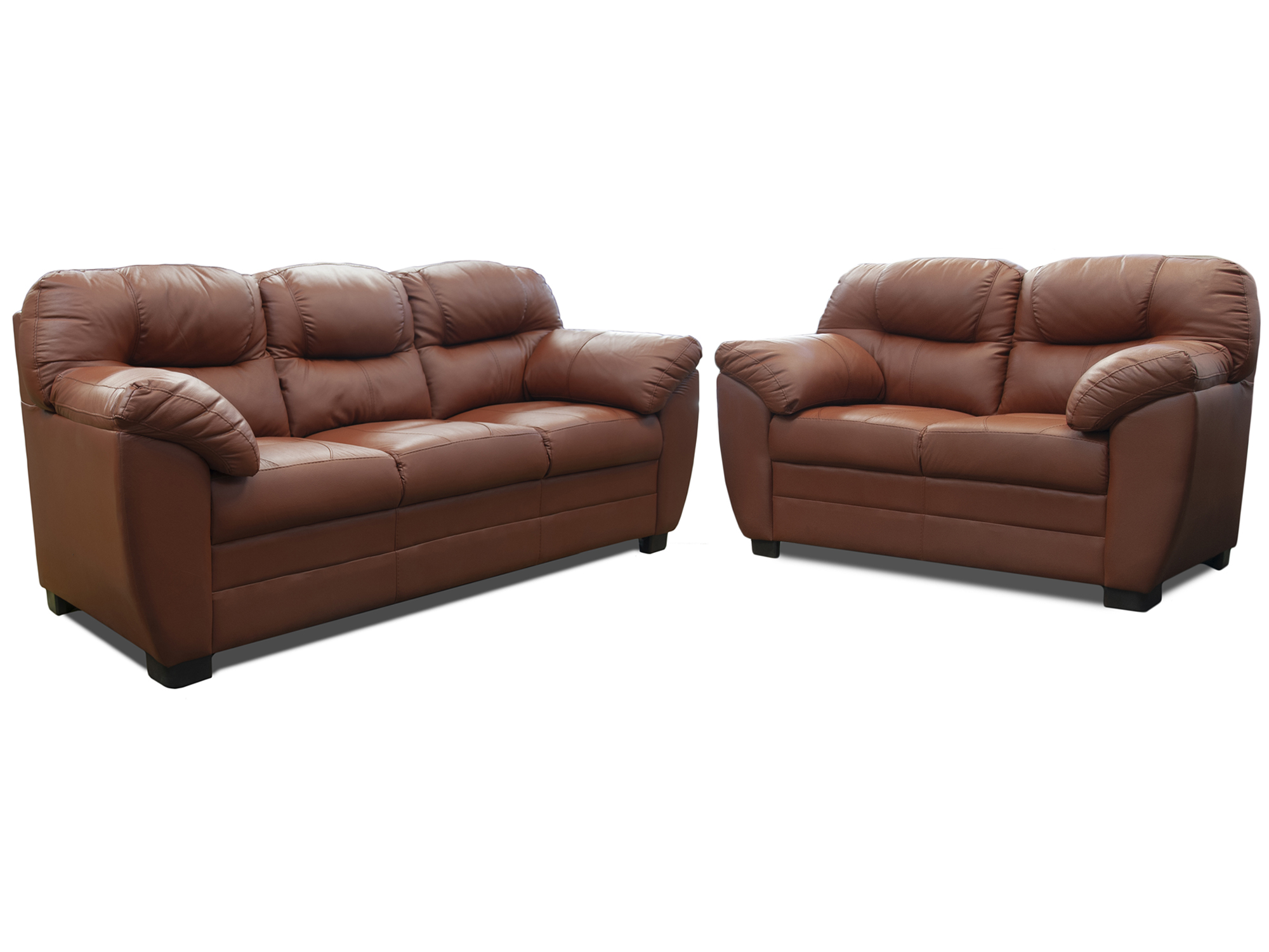 Sala de Piel Genuina Sofa Y Love Seat Toscana Color Terracota - ConfortoPiel