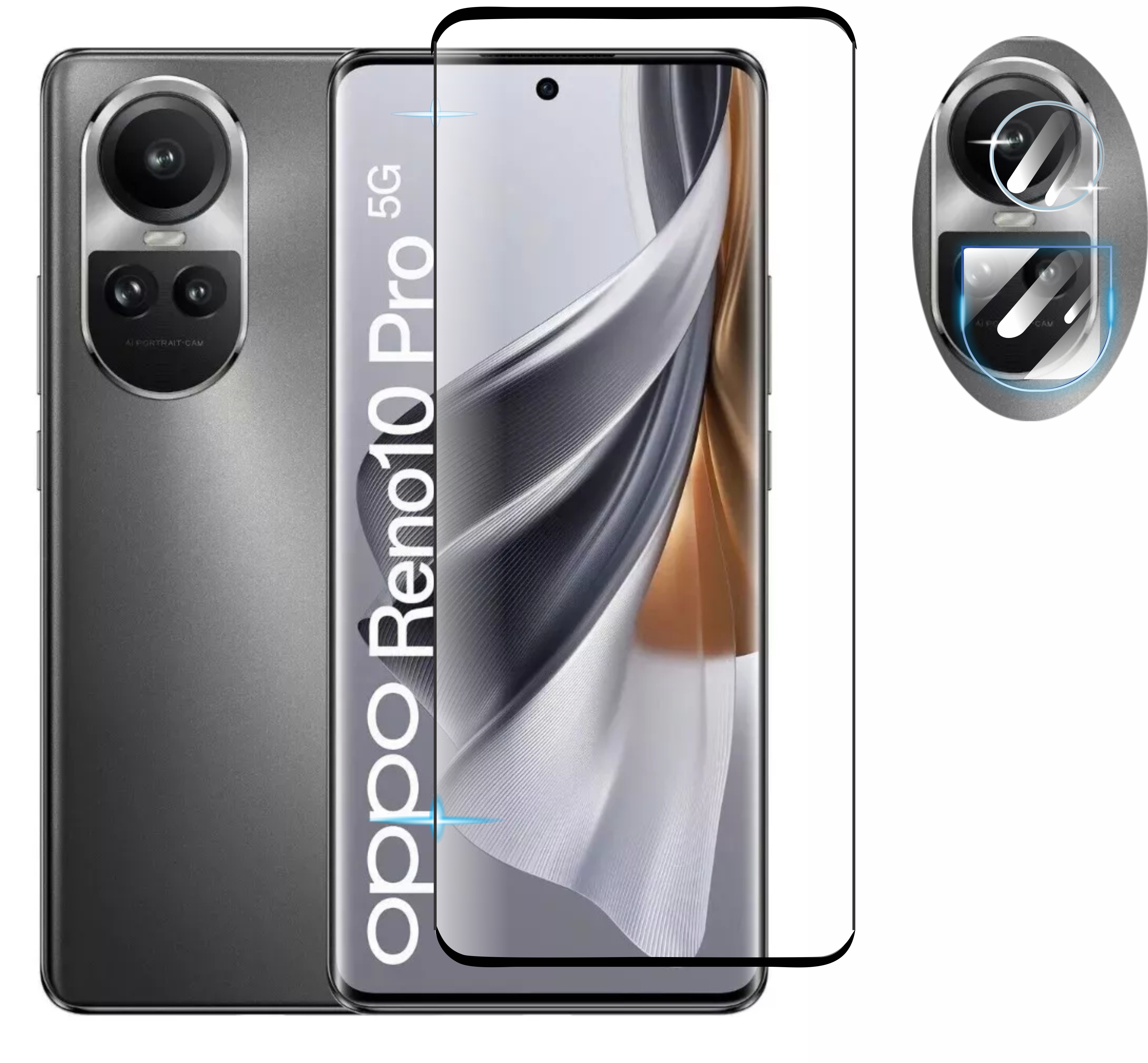 Pack Cristal Templado 9d Para Oppo Reno 10 5g/pro + Micas Camaras