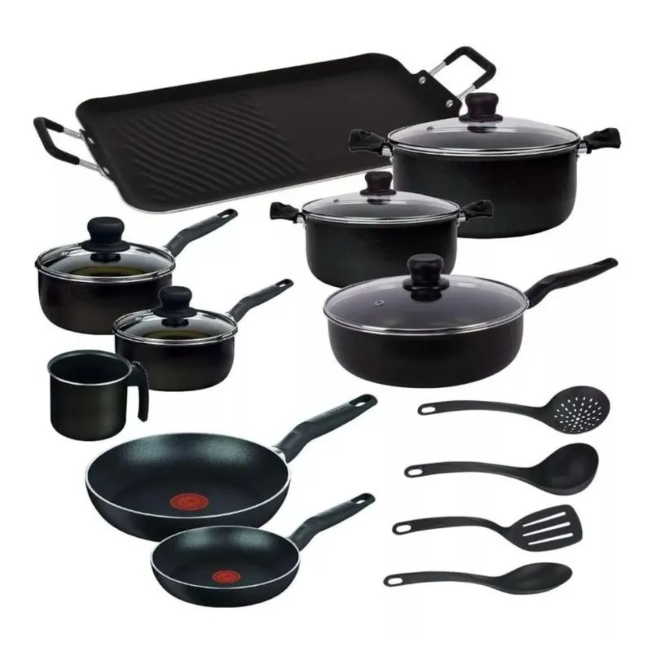 Batería de Cocina T-Fal BAT18 M02261 Vital 18 Piezas Negro ENDY4*.