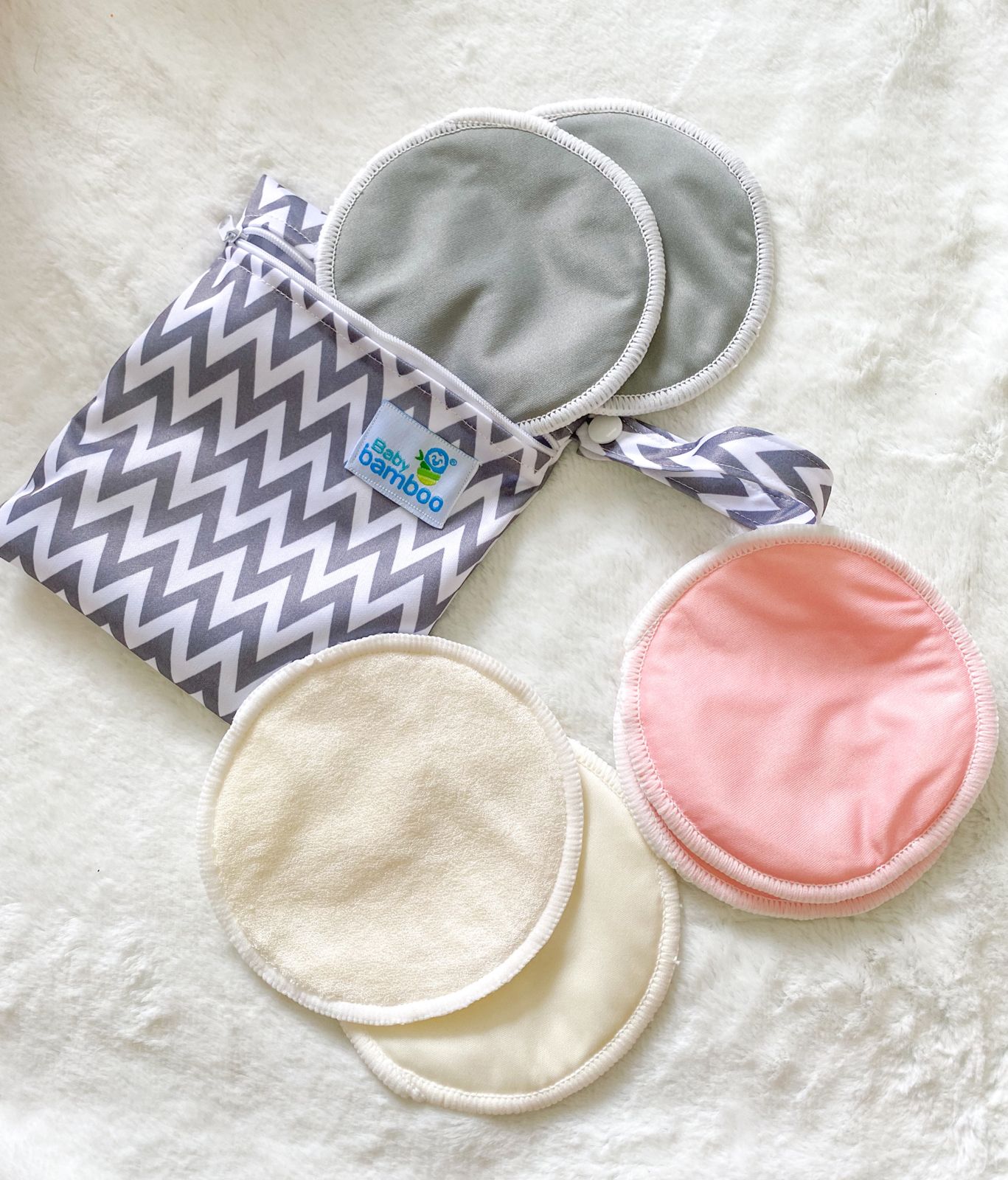 10 Protectores de lactancia reutilizables de bambú+ mini wetbag gratis