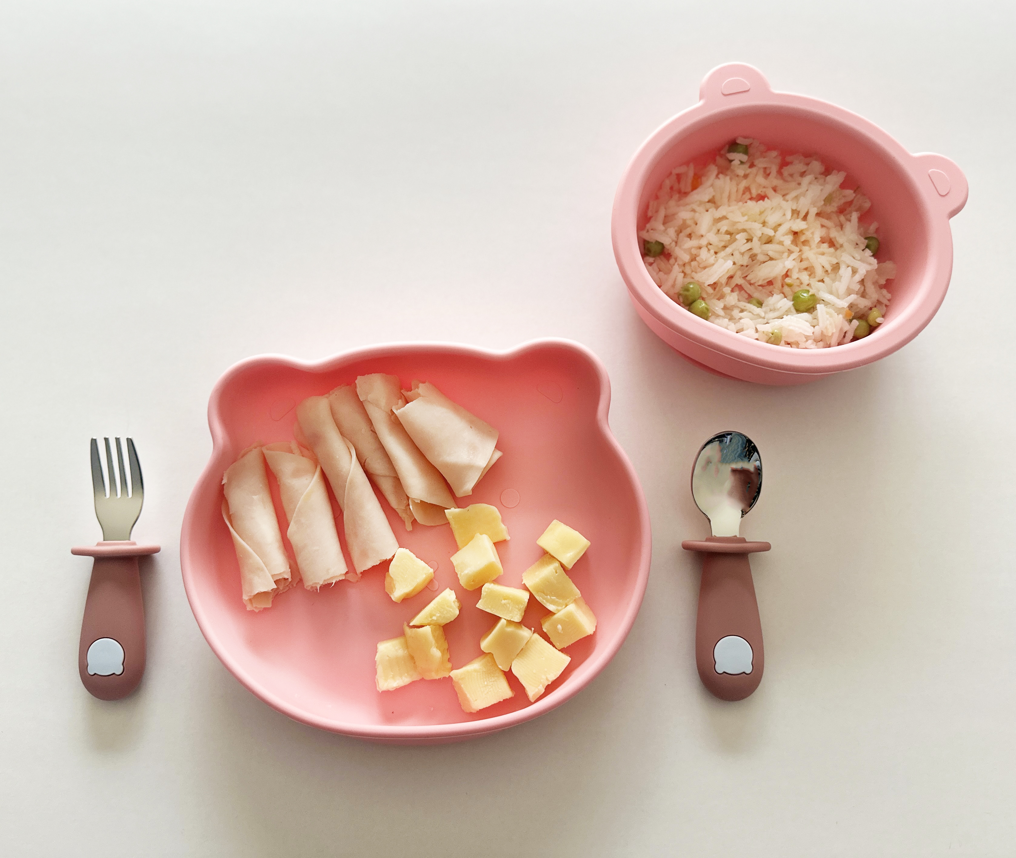 Vajilla para Bebé con 2 Platos, Cuchara y Tenedor, Libre de BPA