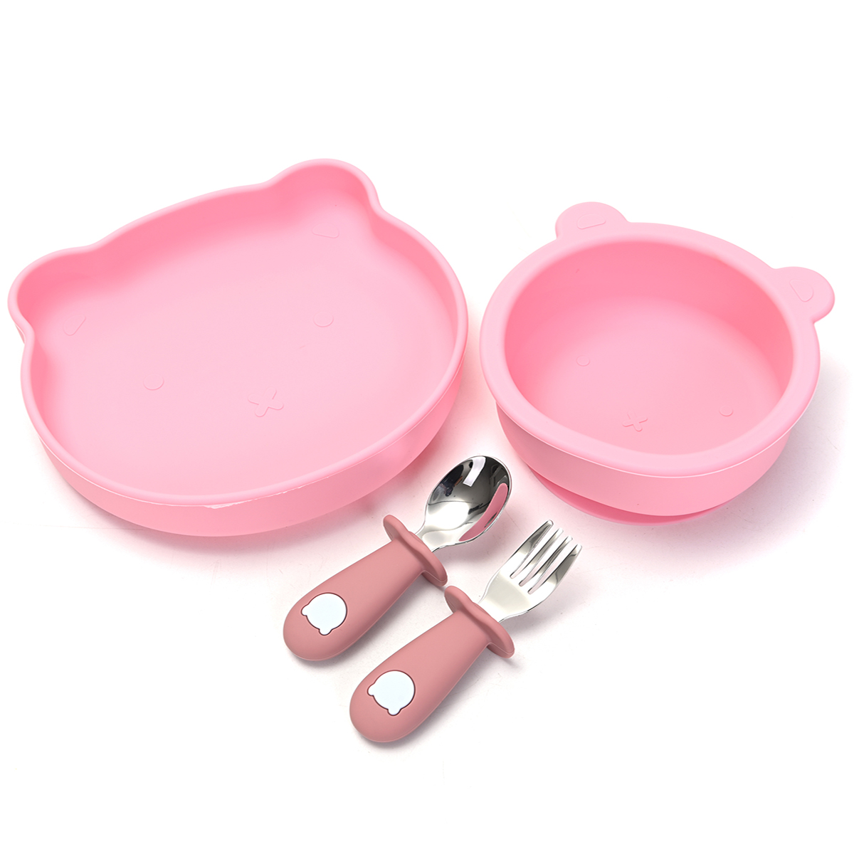 Vajilla para Bebé con 2 Platos, Cuchara y Tenedor, Libre de BPA