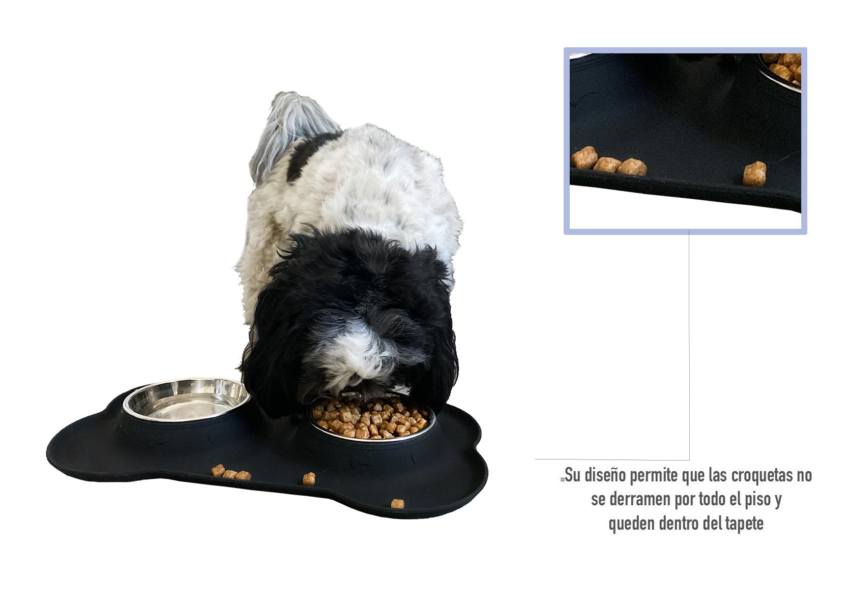 Tazones en Acero Inoxidable con Tapete para Perros Raza Chica