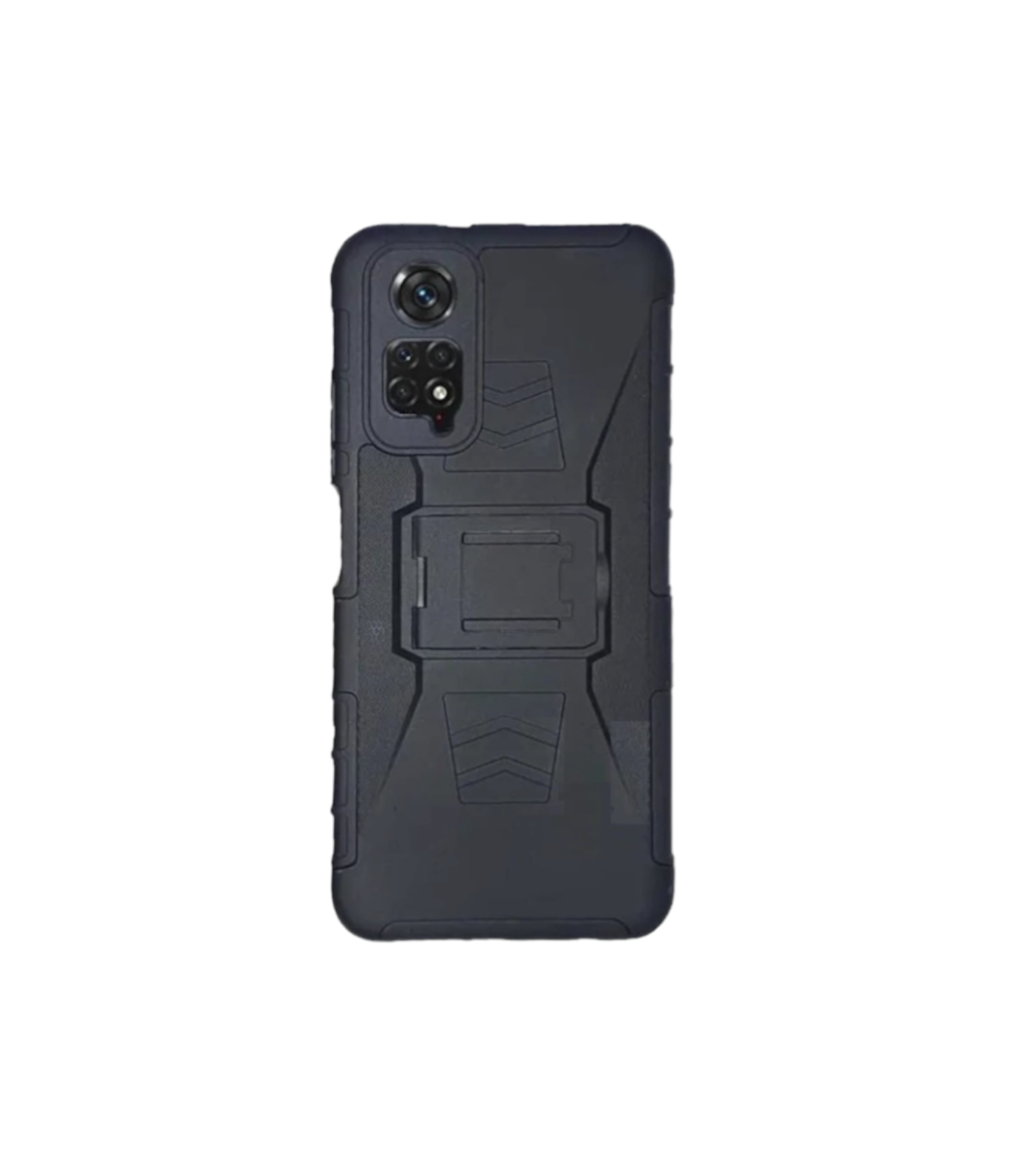 Funda Protector Uso Rudo con Clip más Mica de Cristal Gratis para Xiaomi Redmi Note 11 Color Negro.