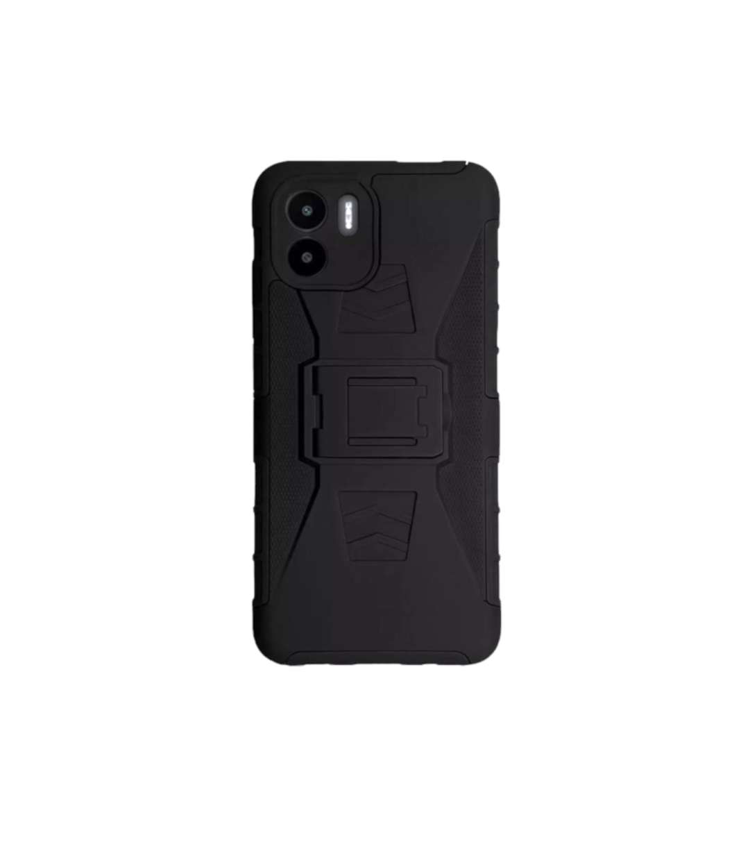 Funda Protector Uso Rudo con Clip más Mica de Cristal Gratis para Xiaomi Redmi A2 Color Negro.