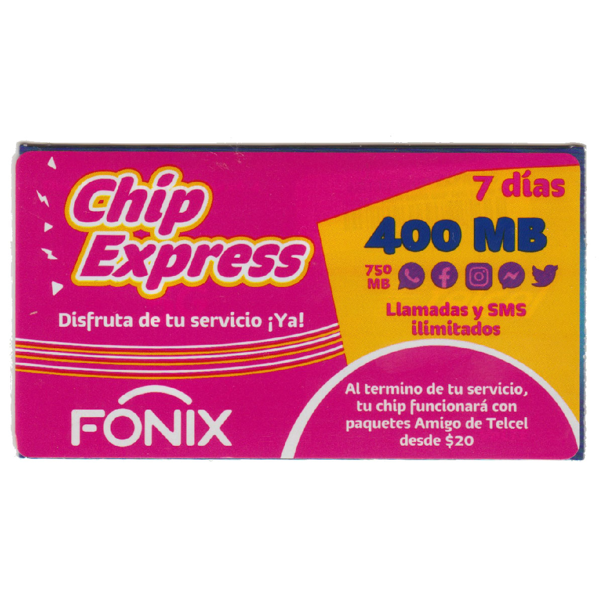 SIM Chip Telcel Amigo Sin Límite 50.