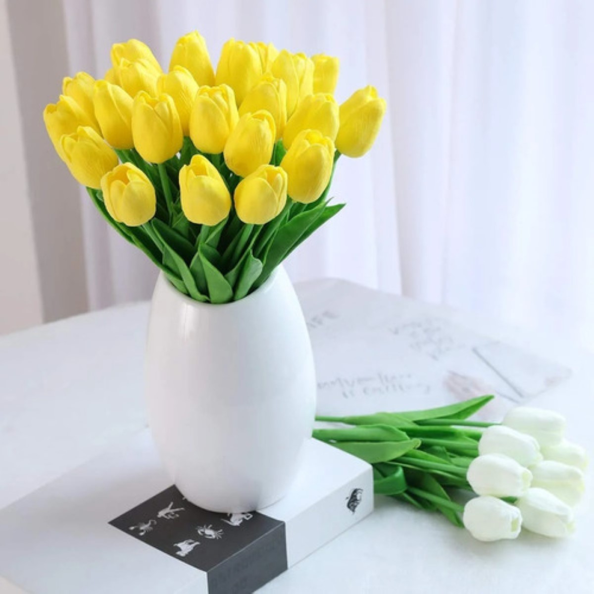 "Tulipanes Artificiales, Amarillos Y Decorativos, 30 Piezas amarillo "