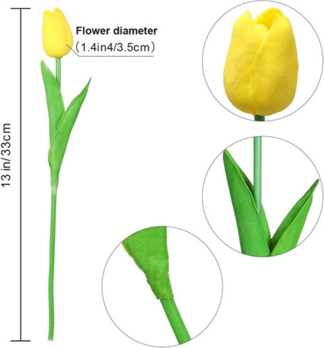 "Tulipanes Artificiales, Amarillos Y Decorativos, 30 Piezas amarillo "