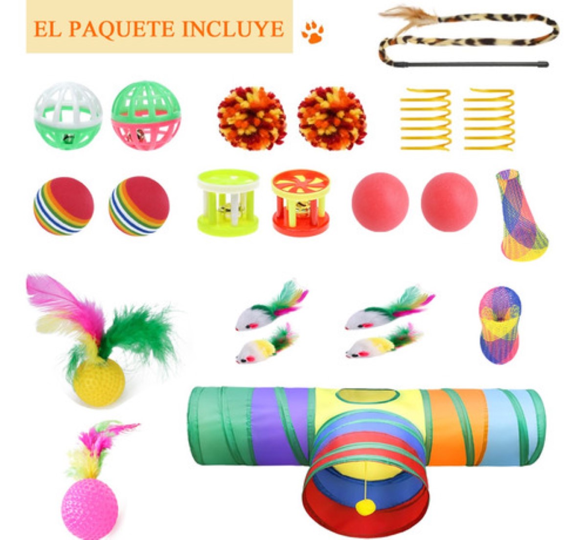 "22 Piezas De Juguetes Para Gatos Mascotas Túnel Para Gatos "