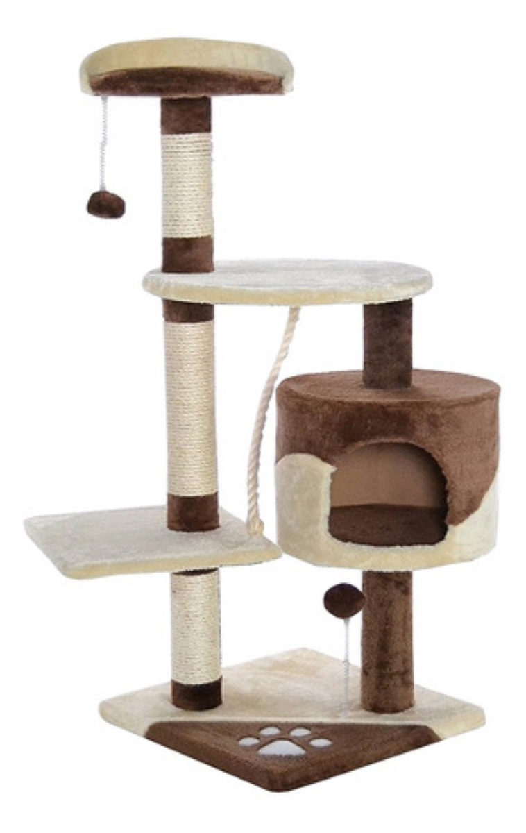 "Arbol Trepador Rascador Para Gatosnido De Gato cafe con beige "