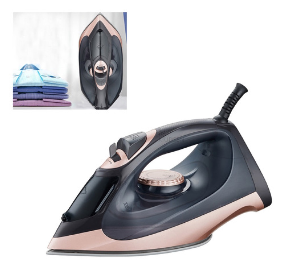 "Plancha De Ropa Vapor Vertical Con Suela Cerámica negra rosa "