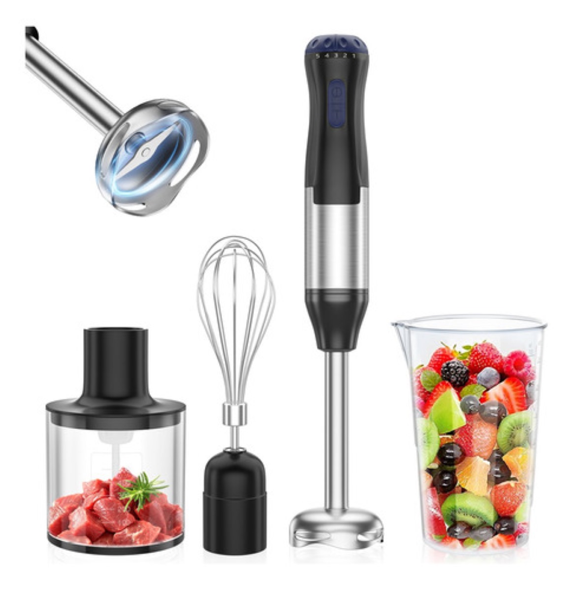 "Batidoras De Mano Electrico Multifuncional 4 En 1 Inmersión negra "
