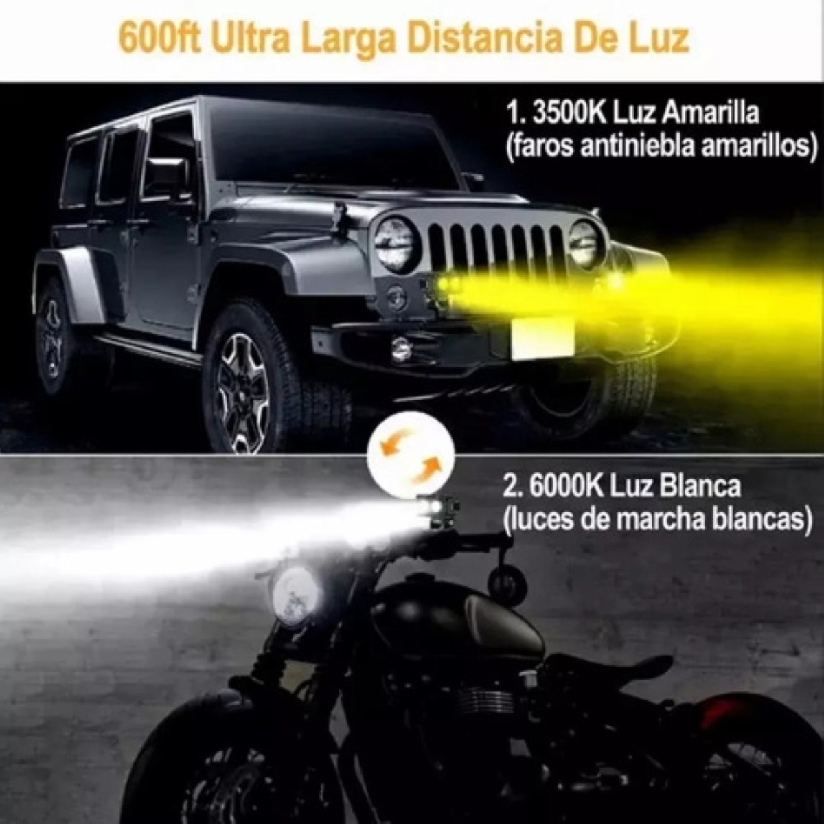 "Faros Auxiliares Led Doble Color Para Auto Moto 1 Par "
