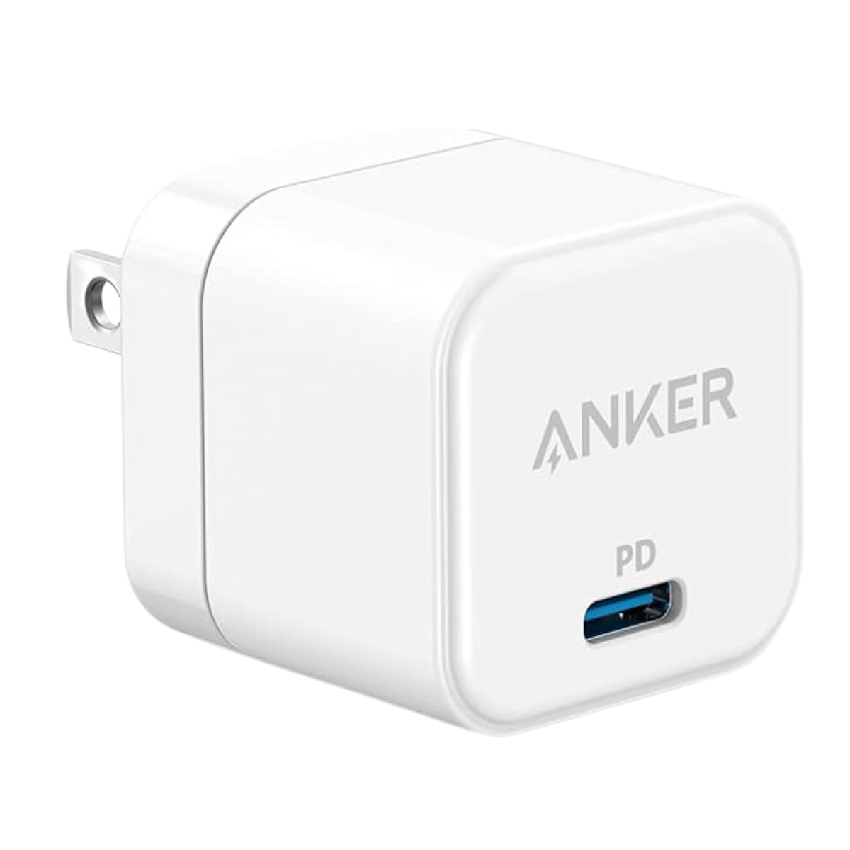 Cargador USB C 20W PD Anker PowerPort III patas plegables.